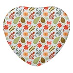 Background Pattern Flowers Design Leaves Autumn Daisy Fall Heart Glass Fridge Magnet (4 pack)