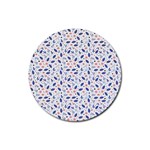 Background Pattern Floral Leaves Flowers Rubber Coaster (Round)