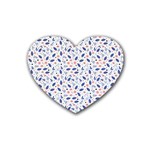 Background Pattern Floral Leaves Flowers Rubber Heart Coaster (4 pack)
