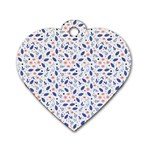 Background Pattern Floral Leaves Flowers Dog Tag Heart (One Side)