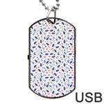 Background Pattern Floral Leaves Flowers Dog Tag USB Flash (Two Sides)