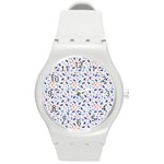 Background Pattern Floral Leaves Flowers Round Plastic Sport Watch (M)