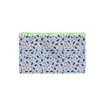 Background Pattern Floral Leaves Flowers Cosmetic Bag (XS)