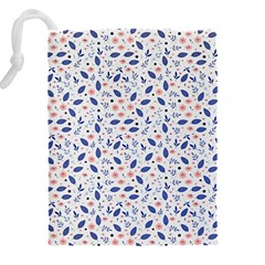 Background Pattern Floral Leaves Flowers Drawstring Pouch (4XL) from UrbanLoad.com Back