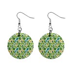 Leaves Tropical Background Pattern Green Botanical Texture Nature Foliage Mini Button Earrings
