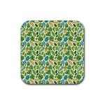 Leaves Tropical Background Pattern Green Botanical Texture Nature Foliage Rubber Coaster (Square)