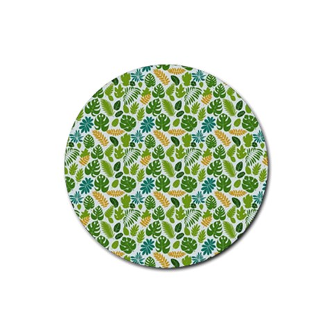 Leaves Tropical Background Pattern Green Botanical Texture Nature Foliage Rubber Round Coaster (4 pack) from UrbanLoad.com Front