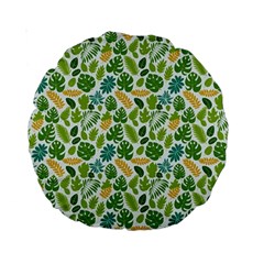 Leaves Tropical Background Pattern Green Botanical Texture Nature Foliage Standard 15  Premium Round Cushions from UrbanLoad.com Front
