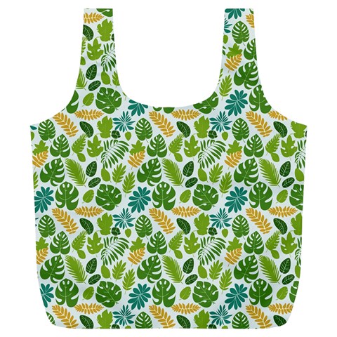 Leaves Tropical Background Pattern Green Botanical Texture Nature Foliage Full Print Recycle Bag (XL) from UrbanLoad.com Front