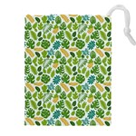 Leaves Tropical Background Pattern Green Botanical Texture Nature Foliage Drawstring Pouch (4XL)