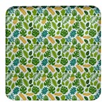 Leaves Tropical Background Pattern Green Botanical Texture Nature Foliage Square Glass Fridge Magnet (4 pack)