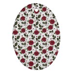 Roses Flowers Leaves Pattern Scrapbook Paper Floral Background Ornament (Oval)