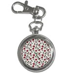 Roses Flowers Leaves Pattern Scrapbook Paper Floral Background Key Chain Watches