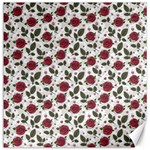 Roses Flowers Leaves Pattern Scrapbook Paper Floral Background Canvas 20  x 20 