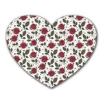 Roses Flowers Leaves Pattern Scrapbook Paper Floral Background Heart Mousepad