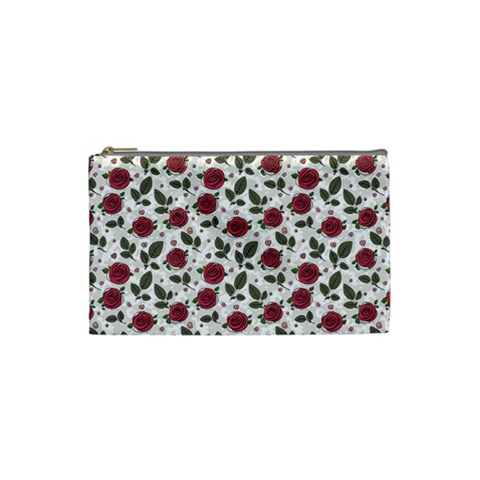 Roses Flowers Leaves Pattern Scrapbook Paper Floral Background Cosmetic Bag (Small) from UrbanLoad.com Front