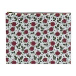 Roses Flowers Leaves Pattern Scrapbook Paper Floral Background Cosmetic Bag (XL)