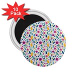 Background Pattern Leaves Pink Flowers Spring Yellow Leaves 2.25  Magnets (10 pack) 