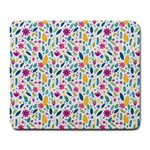 Background Pattern Leaves Pink Flowers Spring Yellow Leaves Large Mousepad