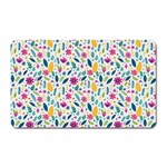Background Pattern Leaves Pink Flowers Spring Yellow Leaves Magnet (Rectangular)