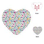 Background Pattern Leaves Pink Flowers Spring Yellow Leaves Playing Cards Single Design (Heart)