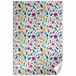 Background Pattern Leaves Pink Flowers Spring Yellow Leaves Canvas 24  x 36 