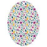 Background Pattern Leaves Pink Flowers Spring Yellow Leaves UV Print Acrylic Ornament Oval