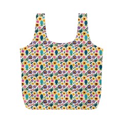 Floral Flowers Leaves Tropical Pattern Full Print Recycle Bag (M) from UrbanLoad.com Front