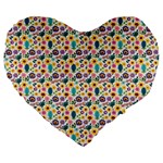 Floral Flowers Leaves Tropical Pattern Large 19  Premium Flano Heart Shape Cushions