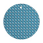 Blue Wave Sea Ocean Pattern Background Beach Nature Water Ornament (Round)