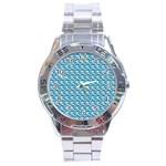 Blue Wave Sea Ocean Pattern Background Beach Nature Water Stainless Steel Analogue Watch