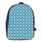 Blue Wave Sea Ocean Pattern Background Beach Nature Water School Bag (XL)