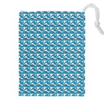 Blue Wave Sea Ocean Pattern Background Beach Nature Water Drawstring Pouch (4XL)