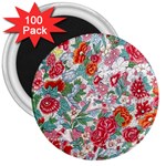 Flower Bloom Blossom Botanical Color Colorful Colour Element Digital Floral Floral Pattern 3  Magnets (100 pack)