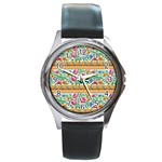 Flower Pattern Art Vintage Blooming Blossom Botanical Nature Famous Round Metal Watch