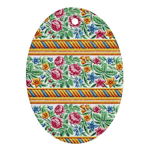 Flower Pattern Art Vintage Blooming Blossom Botanical Nature Famous Ornament (Oval) from UrbanLoad.com Front