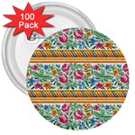 Flower Pattern Art Vintage Blooming Blossom Botanical Nature Famous 3  Buttons (100 pack) 