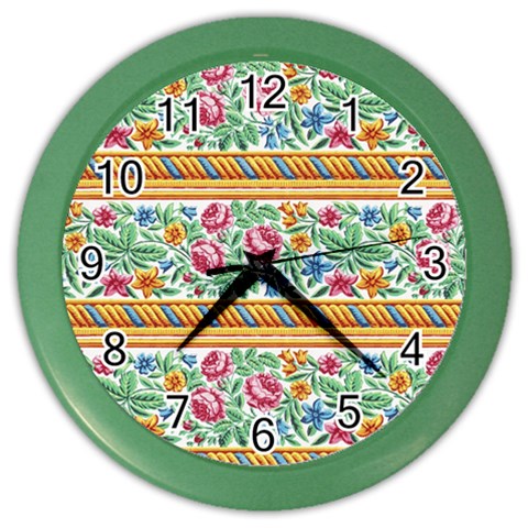 Flower Pattern Art Vintage Blooming Blossom Botanical Nature Famous Color Wall Clock from UrbanLoad.com Front