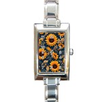 Flowers Pattern Spring Bloom Blossom Rose Nature Flora Floral Plant Rectangle Italian Charm Watch