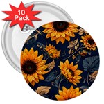 Flowers Pattern Spring Bloom Blossom Rose Nature Flora Floral Plant 3  Buttons (10 pack) 