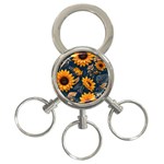 Flowers Pattern Spring Bloom Blossom Rose Nature Flora Floral Plant 3-Ring Key Chain
