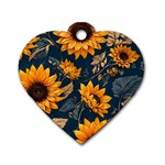 Flowers Pattern Spring Bloom Blossom Rose Nature Flora Floral Plant Dog Tag Heart (Two Sides)