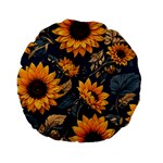 Flowers Pattern Spring Bloom Blossom Rose Nature Flora Floral Plant Standard 15  Premium Flano Round Cushions