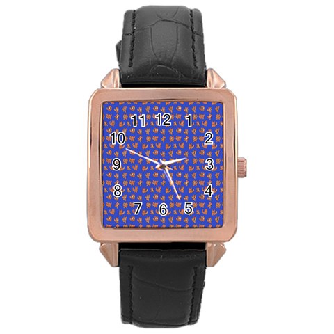 Cute sketchy monsters motif pattern Rose Gold Leather Watch  from UrbanLoad.com Front