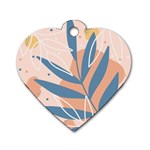 Summer Pattern Tropical Design Nature Green Plant Dog Tag Heart (Two Sides)