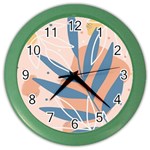 Summer Pattern Tropical Design Nature Green Plant Color Wall Clock