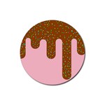 Ice Cream Dessert Food Cake Chocolate Sprinkles Sweet Colorful Drip Sauce Cute Rubber Round Coaster (4 pack)