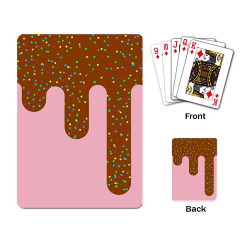 Ice Cream Dessert Food Cake Chocolate Sprinkles Sweet Colorful Drip Sauce Cute Playing Cards Single Design (Rectangle) from UrbanLoad.com Back
