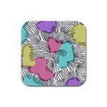 Lines Line Art Pastel Abstract Multicoloured Surfaces Art Rubber Square Coaster (4 pack)