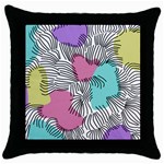 Lines Line Art Pastel Abstract Multicoloured Surfaces Art Throw Pillow Case (Black)